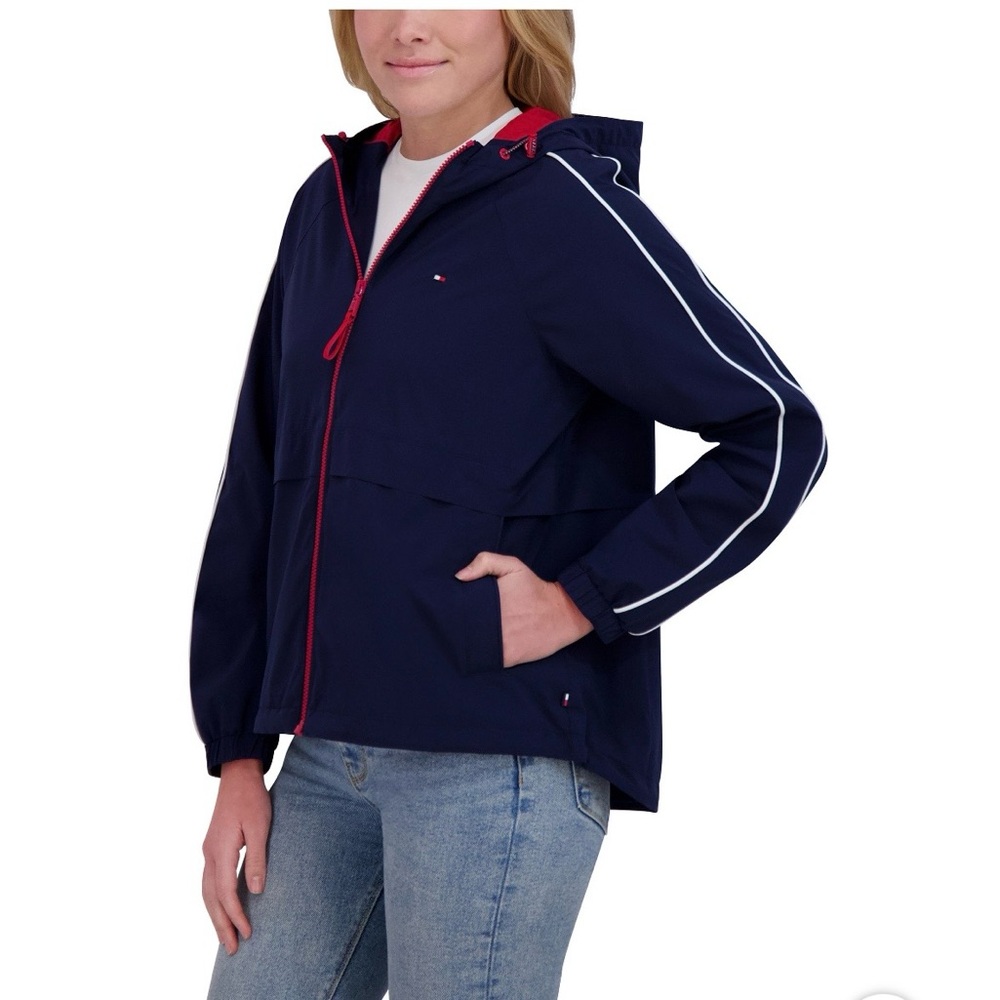 NWT Tommy Hilfiger Navy Drawstring Hooded Jacket/Windbreaker